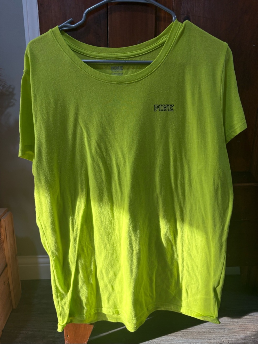 PINK Victoria's Secret Men's Neon Lime Crewneck T-Shirt
